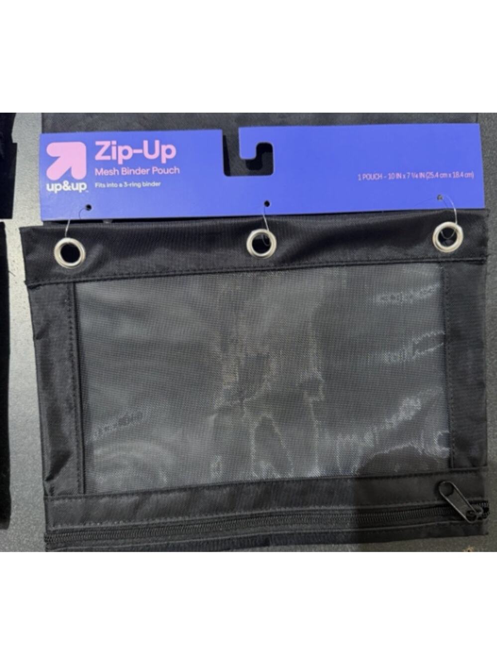 Zip-UP Up&Up Mesh Binder Pencil Pen Zipper Pouch Case Black 10" x 7 1/4" s30